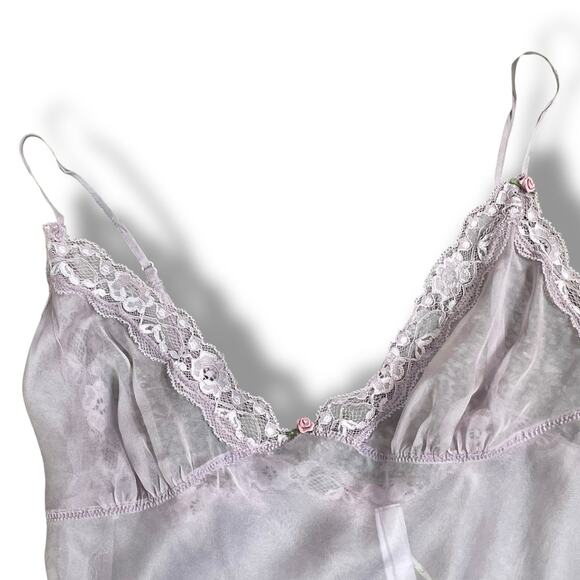 Skims Lace Triangle Silk Camisole Iris Mica Multi Large 12-14 100% Silk Purple - Picture 7 of 14